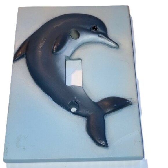 3D Ceramic Dolphin Light Switch Cover Nautical Beach Theme 3.5 x 5 inches - Picture 1 of 10